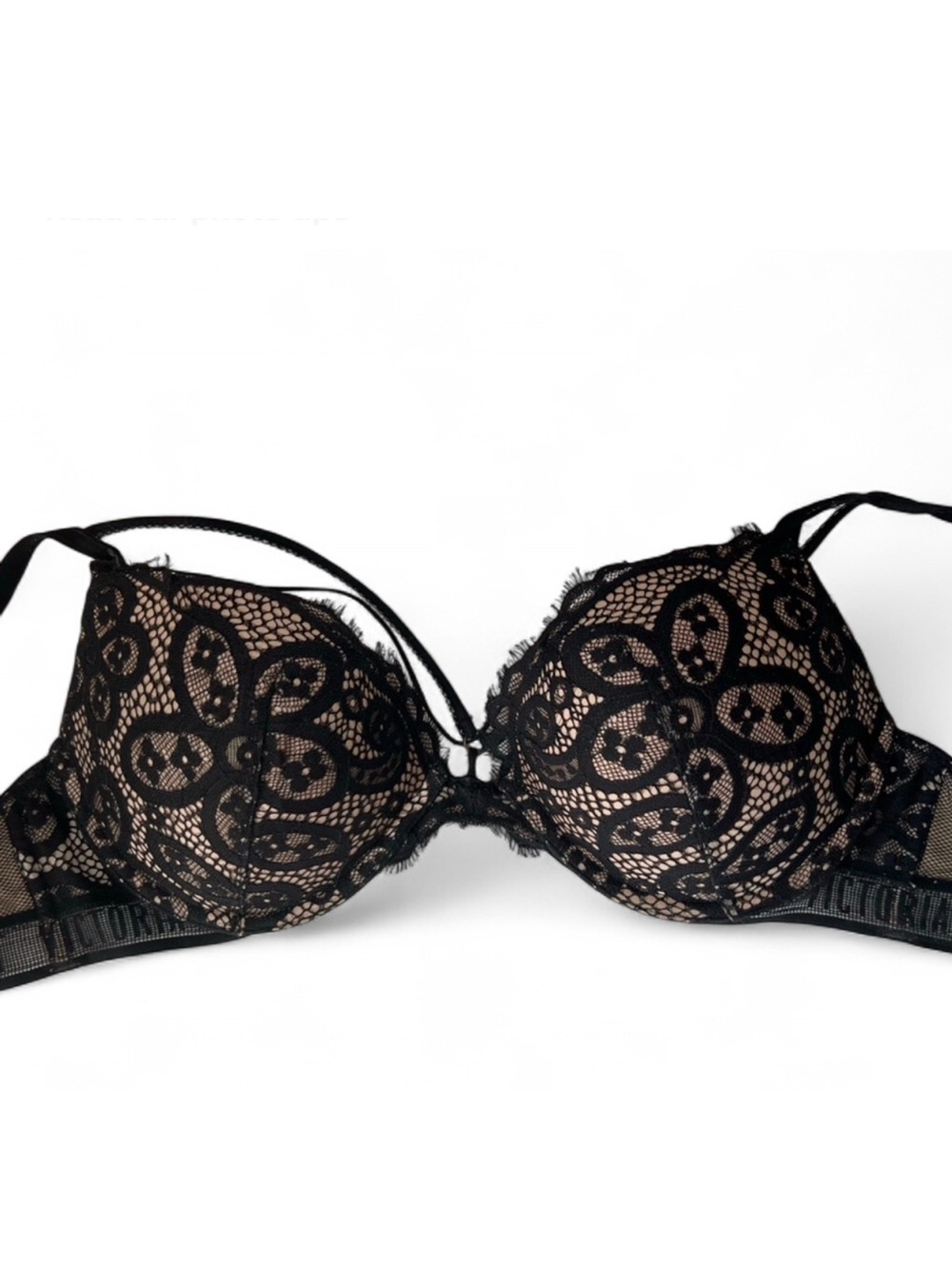 Victoria's Secret Black and Cream Lace Bra
